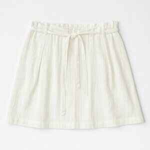 White Linen-Blend Tie-Waist Skirt – Size M
